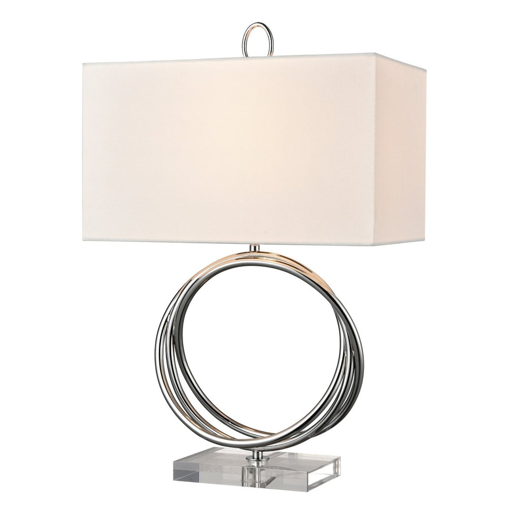 Atlas Eero 24'' High Table Lamp - Sculptural Chrome Design with White Linen Shade for Modern Spaces PL11245-CH