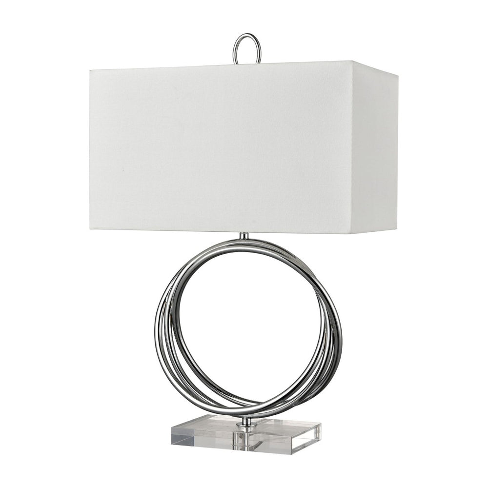 Atlas Eero 24'' High Table Lamp - Sculptural Chrome Design with White Linen Shade for Modern Spaces PL11245-CH
