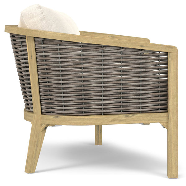 English Elm Parkside Outdoor Sofa Natural - Handwoven HDPE Rattan, Acacia Frame, Water-Resistant Cushions, 73" B136P159395