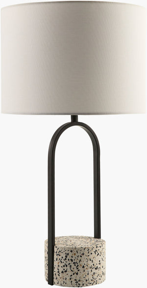 Livabliss Pella Cement Iron Base Table Lamp with Linen Shade for Bohemian Global Decor PLA-001