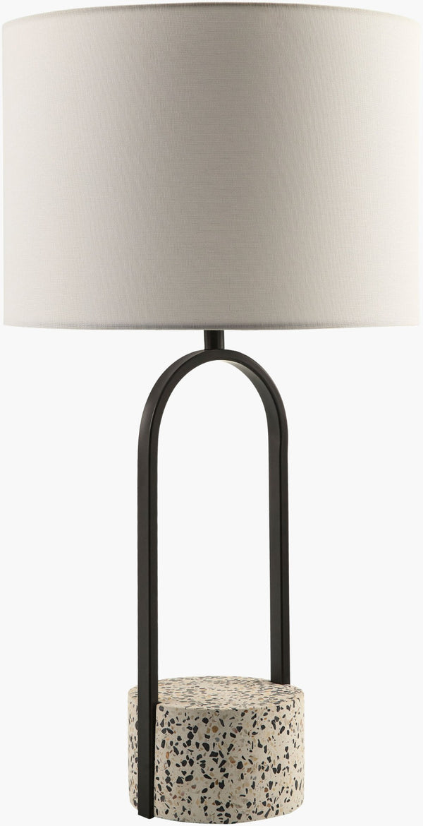 Livabliss Pella Cement Iron Base Table Lamp with Linen Shade for Bohemian Global Decor PLA-001