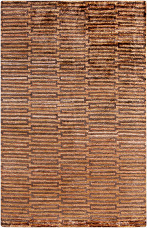 Surya Platinum Handmade 2' X 3' Viscose Rug - Glam Modern Design, Exquisite Indian Craftsmanship, Warmth Medium Brown Viscose Plat9004-58
