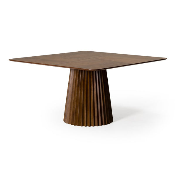 VIG Furniture Platte Walnut Square Dining Table — Mid-Century Modern 8-Seat Pedestal Design, Crown-Cut Veneer Finish VGMA-MIT-5460-WAL