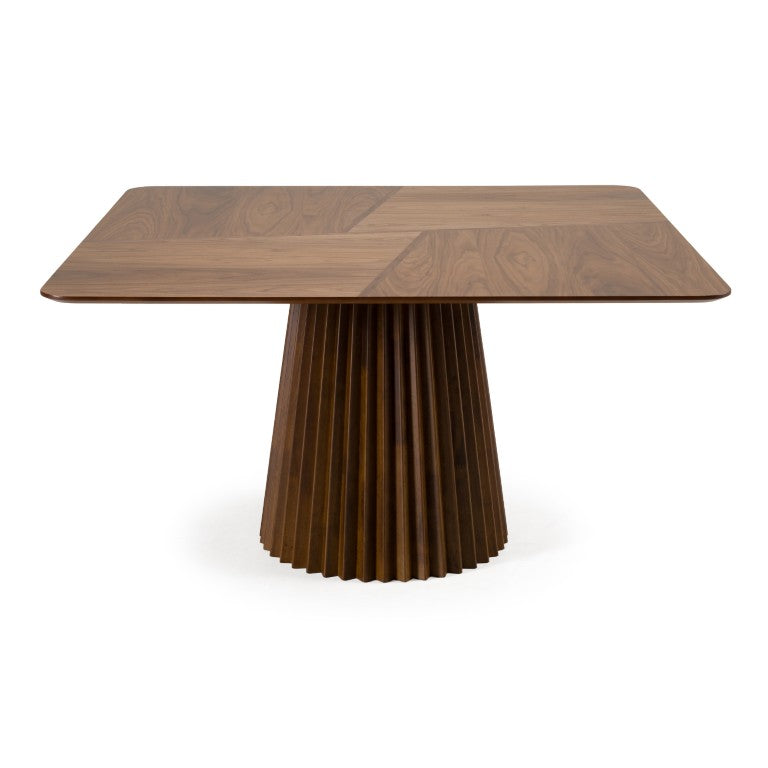 VIG Furniture Platte Walnut Square Dining Table — Mid-Century Modern 8-Seat Pedestal Design, Crown-Cut Veneer Finish VGMA-MIT-5460-WAL