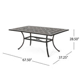 Christopher Knight Home® - Noble House - Tucson Outdoor Rectangular Cast Aluminum Dining Table, Shiny Copper