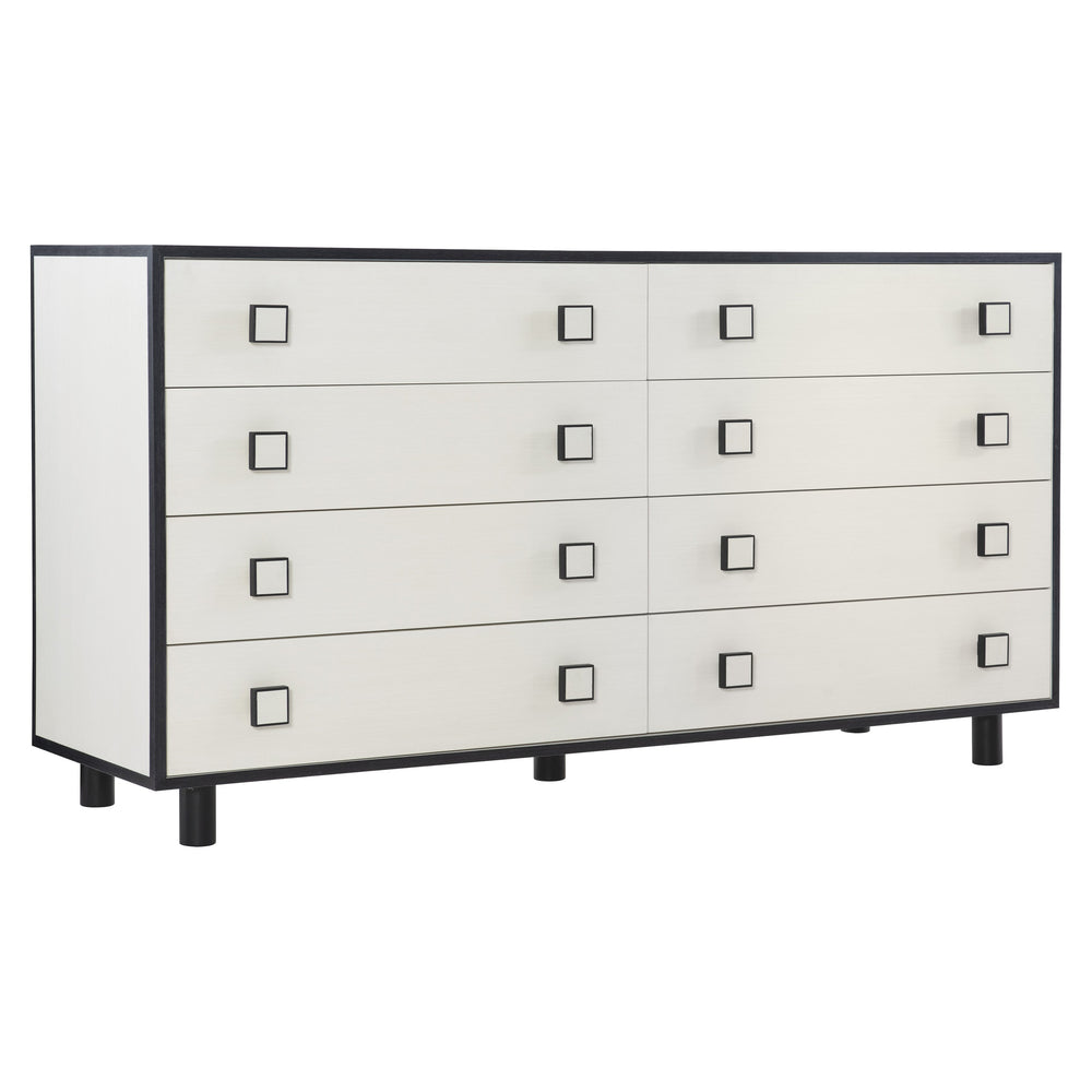 Bernhardt Bernhardt Two-Tone Silhouette Dresser In Eggshell & Onyx — 8 Soft-Close Drawers, Glam Transitional Design 307052