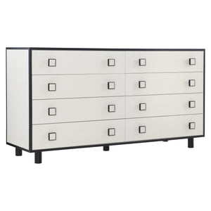 Bernhardt Bernhardt Two-Tone Silhouette Dresser In Eggshell & Onyx — 8 Soft-Close Drawers, Glam Transitional Design 307052