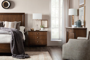 Hooker Furniture Archives Queen Bed With Classic Walnut Veneer, Tapered Legs And Panel Headboard For Timeless Warmth 86.75 L x 80.00W x 64.00H 6123-90266-89