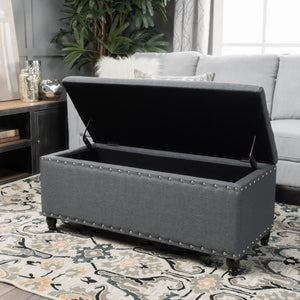 English Elm Storage Ottoman Bench with Hinged Lid Padded Seat Living Room Coffee Table 60581.00CCL