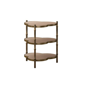 A.R.T. Furniture Eave Accent Table - Elegant Trefoil Design With Burnished Gold And Bronze Frosted Glass Levels Bronze Material(S), Poplar And Parawood Solids,Walnut Veneer 336368-1245