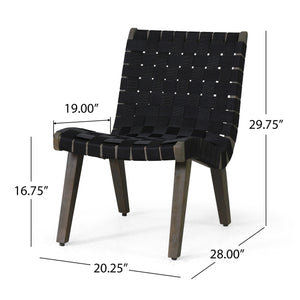 English Elm Outdoor Acacia Hardwood 3 Piece Patio Set with Woven Rope Strap Lounge Chairs 70913.00BLK