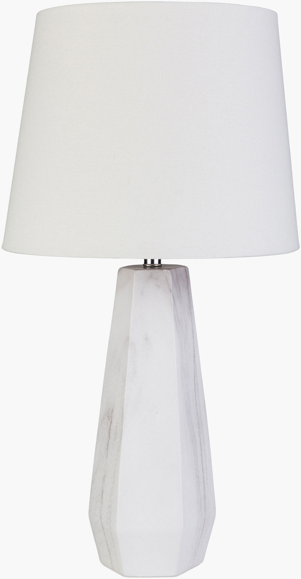 Surya Palladian 25" Modern Ceramic Accent Table Lamp With Linen Shade For Cozy Illumination & Style White Ceramic,Linen,Polyester,Iron Pli-101