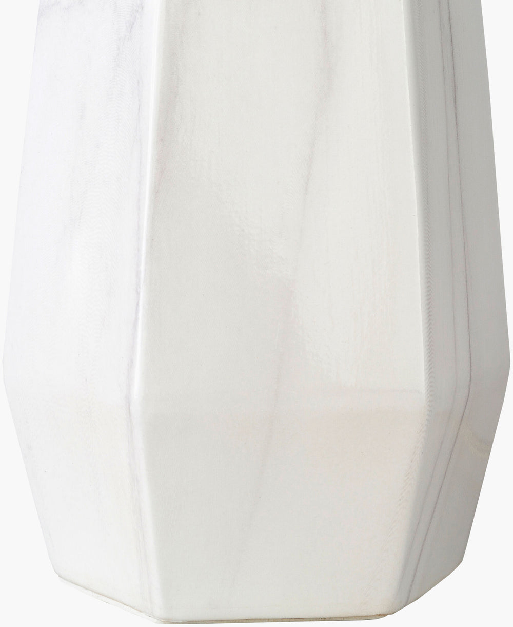 Surya Palladian 25" Modern Ceramic Accent Table Lamp With Linen Shade For Cozy Illumination & Style White Ceramic,Linen,Polyester,Iron Pli-101