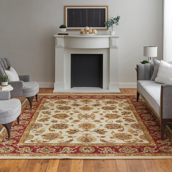 Feizy Rugs Wagner Hand Tufted Wool Oriental Rug - Durable, Stain-resistant Design Perfect For High-traffic Areas Tan,Gold,Red Wool Wgr8944fivyredf00