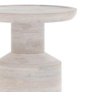 English Elm Haynes Solid Mango Accent Table – Handcrafted Sculptural Wood End Table, Boho Style, Multipurpose White B136P158441