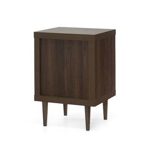 English Elm 1-drawer Nightstand with Splayed Rubberwood Legs and Open Shelf Mid-century Bedroom 72036.00