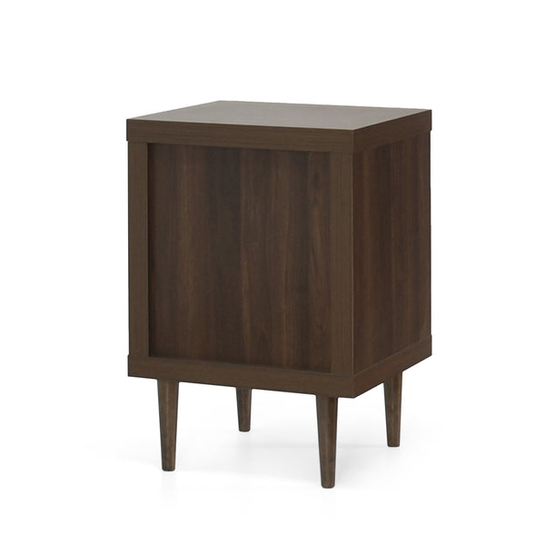 English Elm 1-drawer Nightstand with Splayed Rubberwood Legs and Open Shelf Mid-century Bedroom 72036.00