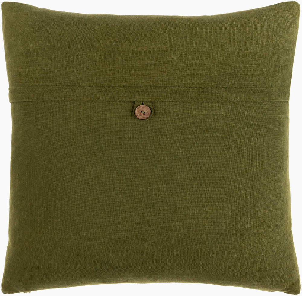 Surya Penelope 18" X 18" Farmhouse Cottage Accent Pillow - Soft Cotton, Cozy Charm For Your Home Decor Olive Cotton,Cotton Plp010-1818d