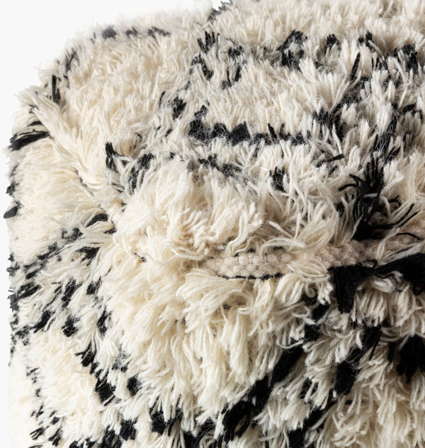 Surya Palmer Global-inspired 18" Pouf - Elegant Woven Charm For Home Decor, Durable Wool & Cotton Design Cream Wool,Cotton,Polybeads Plpf001-181818