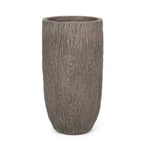 English Elm Mgo Tall Cylindrical Outdoor Planter Textured Column Style for Patio or Garden 73363.00