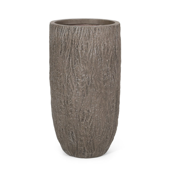 English Elm Mgo Tall Cylindrical Outdoor Planter Textured Column Style for Patio or Garden 73363.00