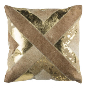 Safavieh Colma Metallic Cowhide 20"X20" Pillow Beige/Gold PLS224A-2020