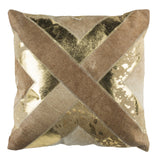 Safavieh Colma Metallic Cowhide 20"X20" Pillow Beige/Gold PLS224A-2020