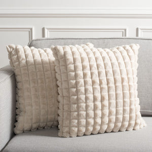 Safavieh Chess Pillow XII23 Beige Faux Fur PLS4506A-2222-SET