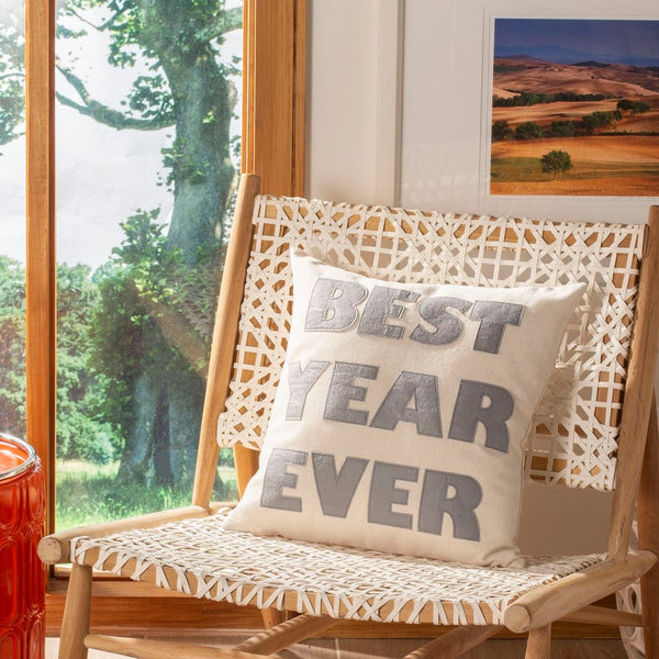 Safavieh Best Year Ever Pillow Beige/Silver PLS7042A-1818