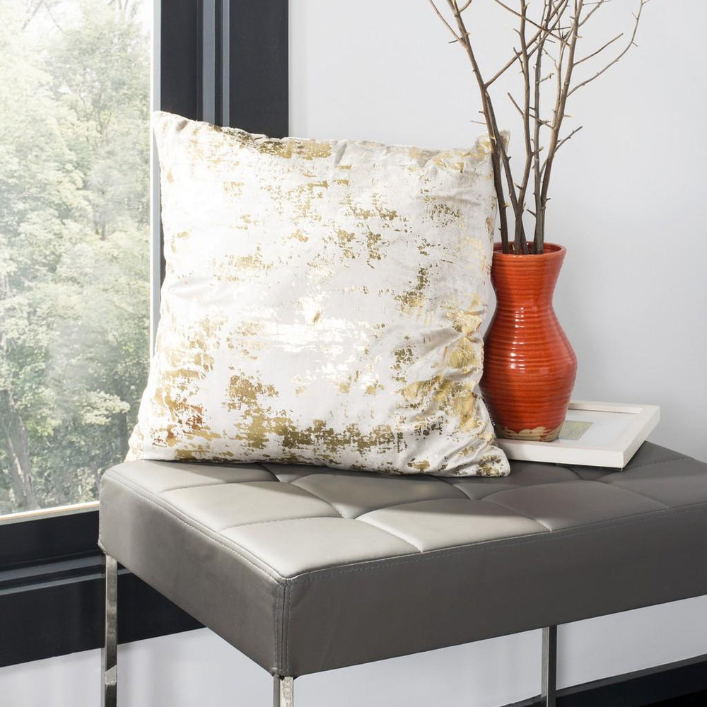 Safavieh Edmee Metallic Pillow XII23 Beige/Gold Viscose/Cotton PLS881A-2424