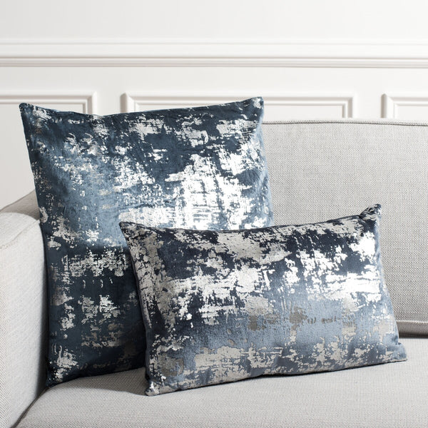 Safavieh Edmee Metallic Pillow XII23 Midnight Blue/Silver Viscose/Cotton PLS881D-2424