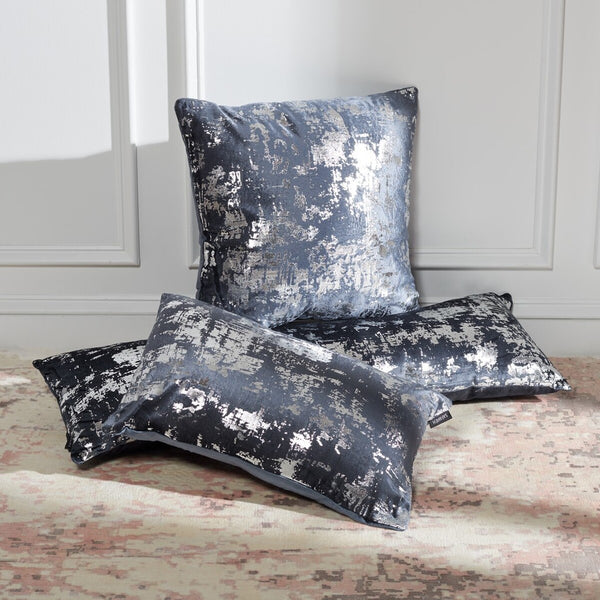 Safavieh Edmee Metallic Pillow XII23 Midnight Blue/Silver Viscose/Cotton PLS881D-2424