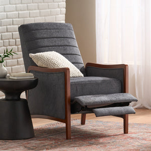 English Elm Christopher Knight Home® - Fabric Mid-Century Recliner Chair Grey – Pushback Upholstered Seat, Channel Stitching, Birch Wood Frame, Cozy 70451.00FGRY