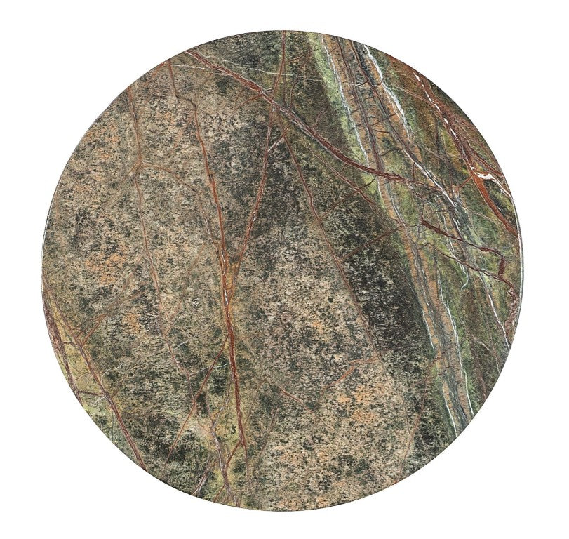 Hooker Furniture Commerce Mango Wood Accent Table With Green Forest Marble Top, Round Compact Pottery-Style Side Table 7228-80227-00