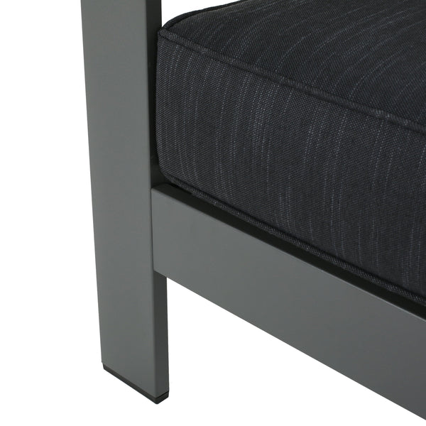 English Elm Cape Coral Modular Outdoor Sectional Aluminum Frame Khaki Cushions Glass Table 57591.00GRY