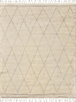 Pasargad Home Casablanca Moroccan Hand-knotted Area Rug - Luxurious Ivory Quatrefoil Design, 9' X 12'   Plw-01 9x12