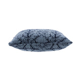 Blue Patterned 20x20 Hand-Printed Reversible Pillow in 100% Cotton Velvet PLW038 Elk Home