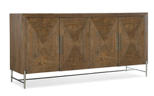 Hooker Furniture Chapman Sorrel Buffet With White Oak Veneers, Hand-Hammered Pewter Accents & Soft-Close Storage 6033-75900-85