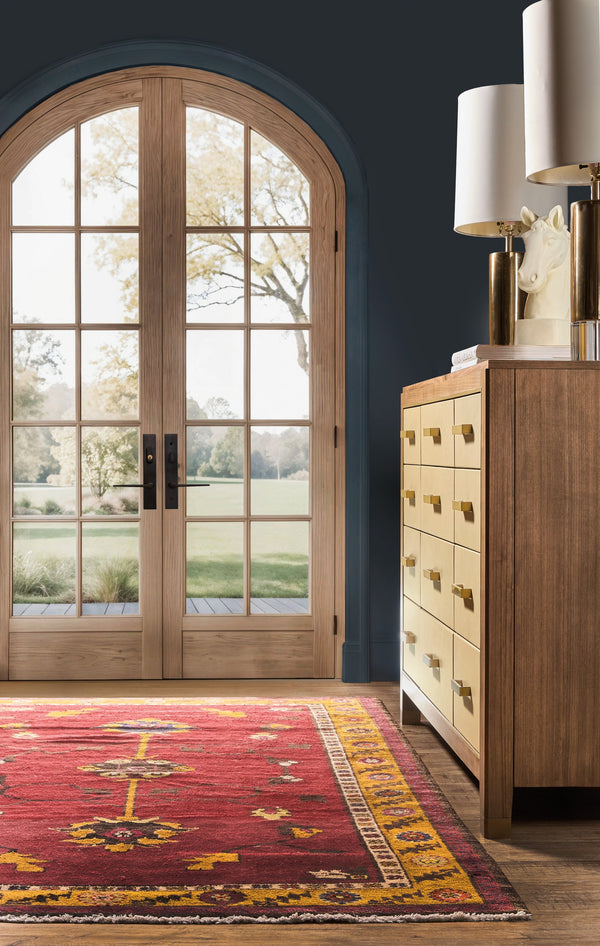 Hooker Furniture Melange Zurich 12 Drawer Chest Walnut Veneer Ivory Leather Brass Hardware Bedroom 628-90011-05