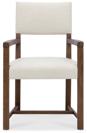 Hooker Furniture Driftwood Oak Arm Chair Worn Saddle Distressed Finish Upholstered Dining Seat 6820-75400-85