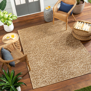 Livabliss Pismo Beach Flatweave Polypropylene Indoor Outdoor Rug for Entryway Patio Use Tan, Amber 7'10" x 7'10" Round PMB2300-710RD