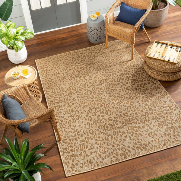 Livabliss Pismo Beach Flatweave Polypropylene Indoor Outdoor Rug for Entryway Patio Use Tan, Amber 7'10" x 7'10" Round PMB2300-710RD