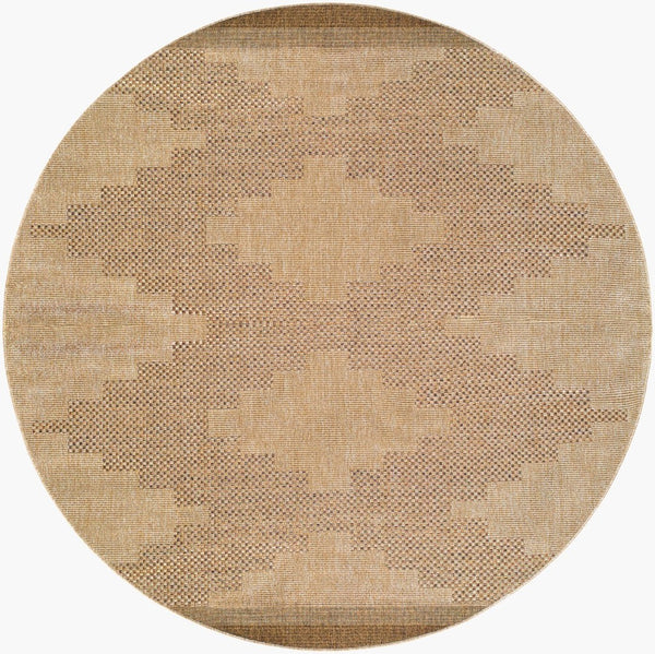 Livabliss Pismo Beach Flatweave Polypropylene Area Rug for Indoor Outdoor High Traffic Spaces Tan, Amber 7'10" x 7'10" PMB2301-710RD