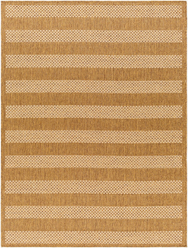 Livabliss Pismo Beach Geometric Flatweave Indoor Outdoor Polypropylene Rug for Patio Living Amber, Tan 7'10" x 7'10" Square PMB2302-710SQ