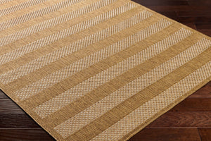 Livabliss Pismo Beach Geometric Flatweave Indoor Outdoor Polypropylene Rug for Patio Living Amber, Tan 7'10" x 7'10" Square PMB2302-710SQ