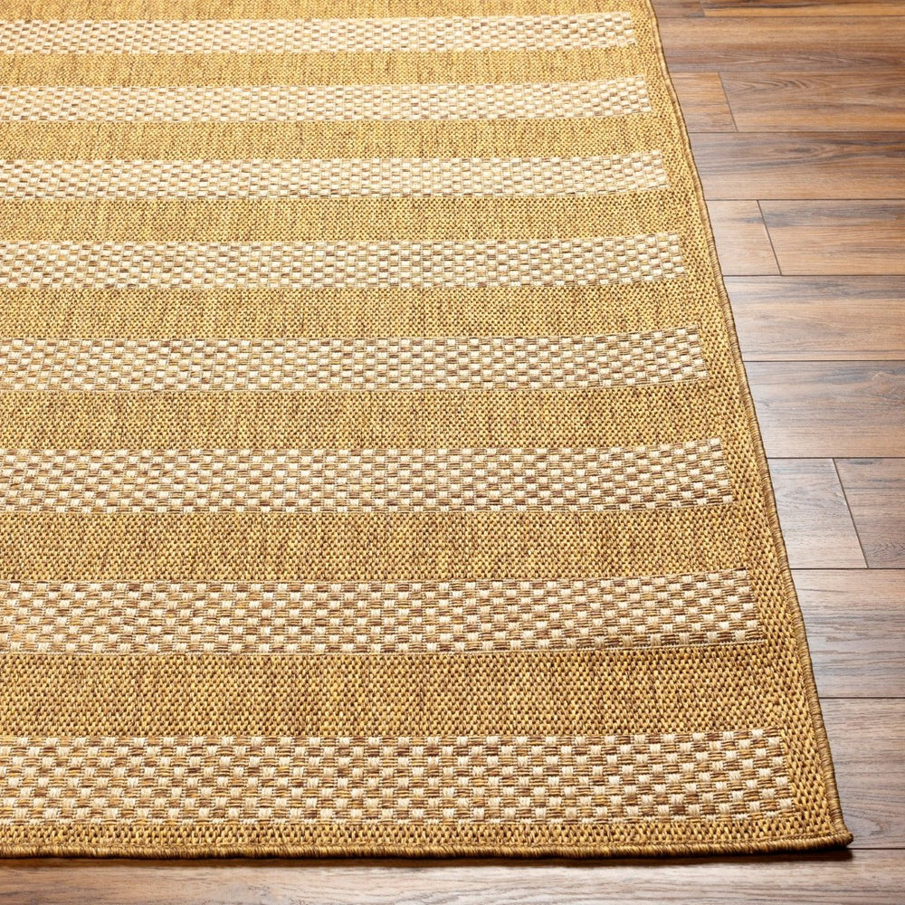 Livabliss Pismo Beach Geometric Flatweave Indoor Outdoor Polypropylene Rug for Patio Living Amber, Tan 7'10" x 7'10" Round PMB2302-710RD