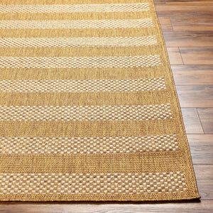 Livabliss Pismo Beach Geometric Flatweave Indoor Outdoor Polypropylene Rug for Patio Living Amber, Tan 7'10" x 7'10" Square PMB2302-710SQ