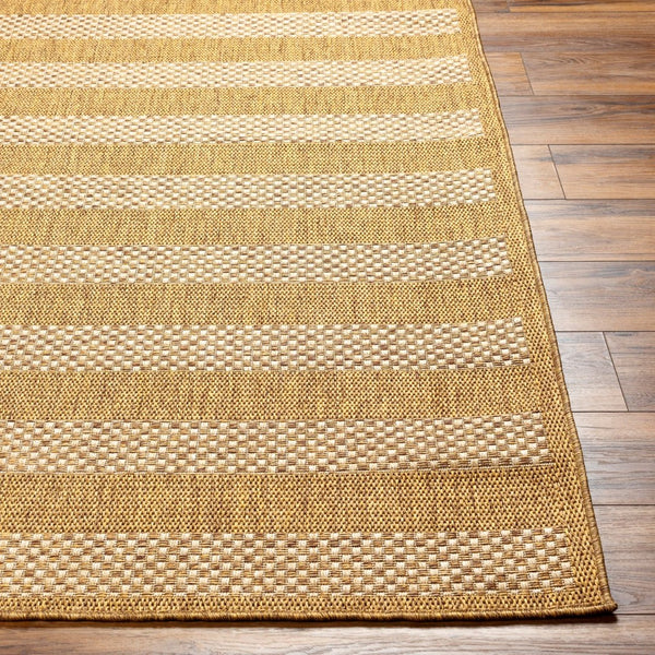 Livabliss Pismo Beach Geometric Flatweave Indoor Outdoor Polypropylene Rug for Patio Living Amber, Tan 7'10" x 7'10" Square PMB2302-710SQ