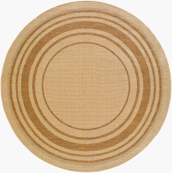 Livabliss Pismo Beach Geometric Polypropylene Outdoor Rug Weather Resistant Patio Accent Tan, Amber 7'10" x 7'10" PMB2304-710RD