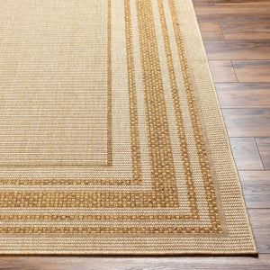 Livabliss Pismo Beach Geometric Polypropylene Outdoor Rug Weather Resistant Patio Accent Tan, Amber 7'10" x 7'10" PMB2304-710RD